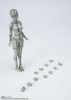 Bandai S.H. Figuarts Woman Female Body Chan (Yabuki Kentaro Ver.) Wireframe Gray Color Ver. Action Figure
